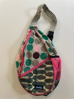KAVU Paxton Pack Rope Sling Crossbody Bag Backpack Sweet Dots Feathers Hike